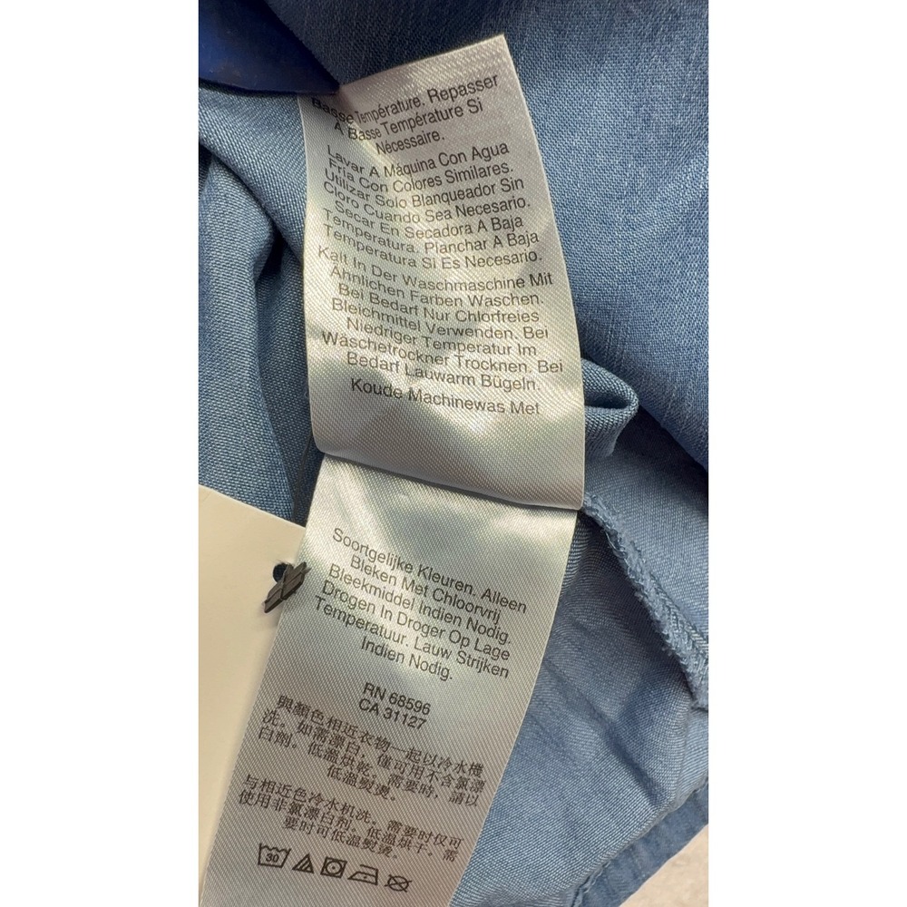 DKNY Womens Blue Lyocell Puff Sleeve Blouse Chambray Look Top Small NWT - Picture 8 of 9